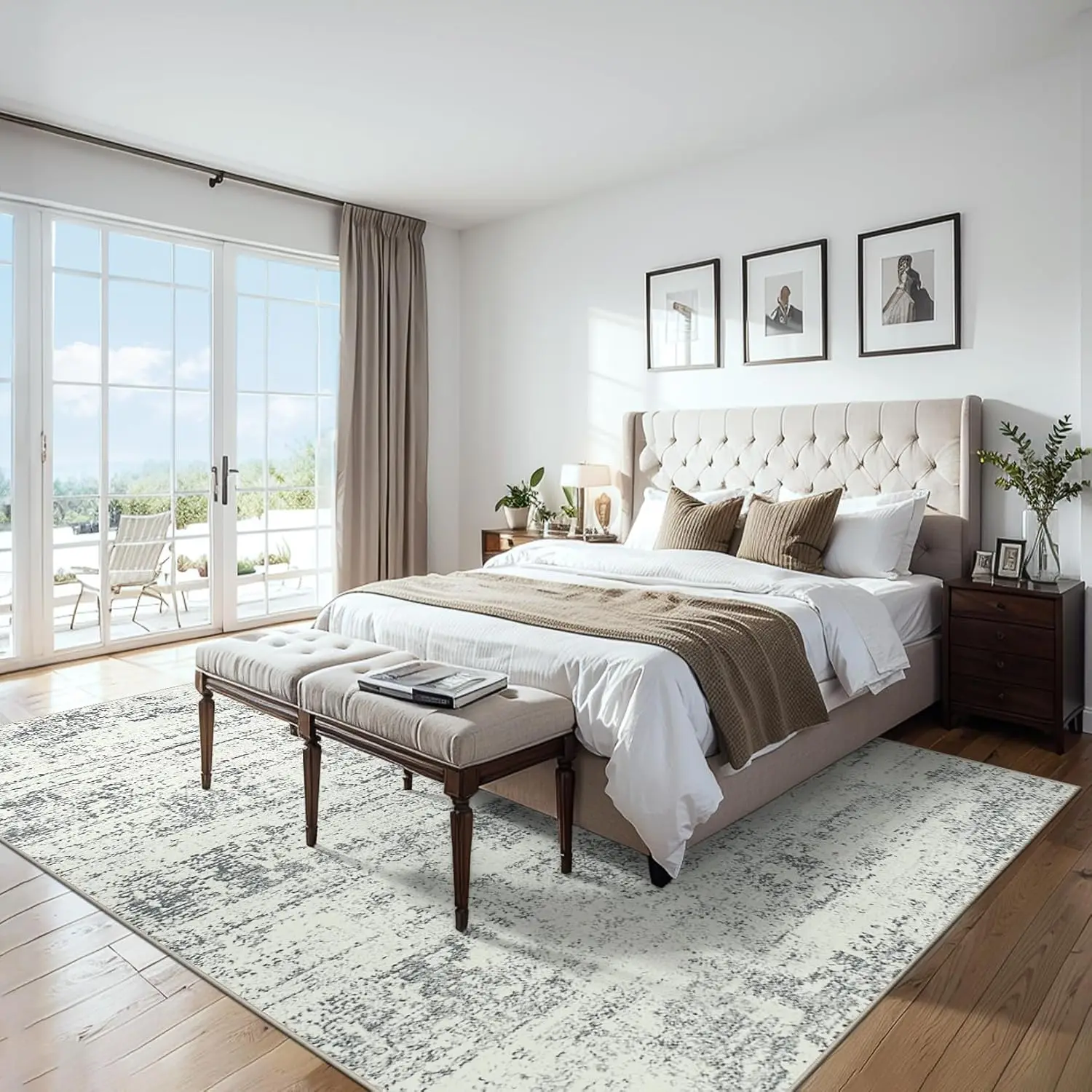 Washable striped abstract area rug - image 3