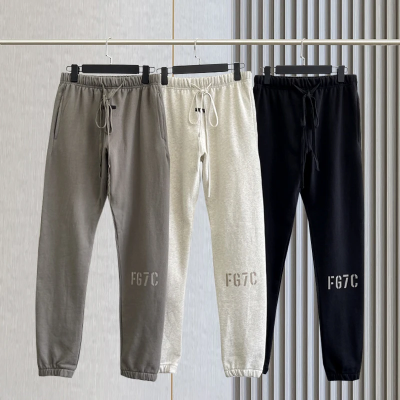 

Essentials New Men's Fashion Jogging Pants Flocked Letter Printed High Quality Hip Hop Loose Oversize Unisex Hoodie Pants