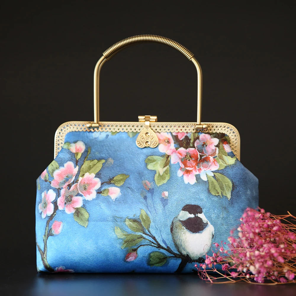 

Bird Flowers Sweet Life Bag Tote Women's Handbags Purses Original Handmade Vintage Blue Women Mother Bags Fringe Bag