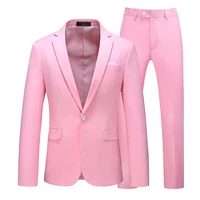New Fashion Pink Suit Men Set Prom Wedding Suits Men Slim fit Blazer Groom Marriage Tuxedo Dress Jackets Pants Homme 2 Pieces 1