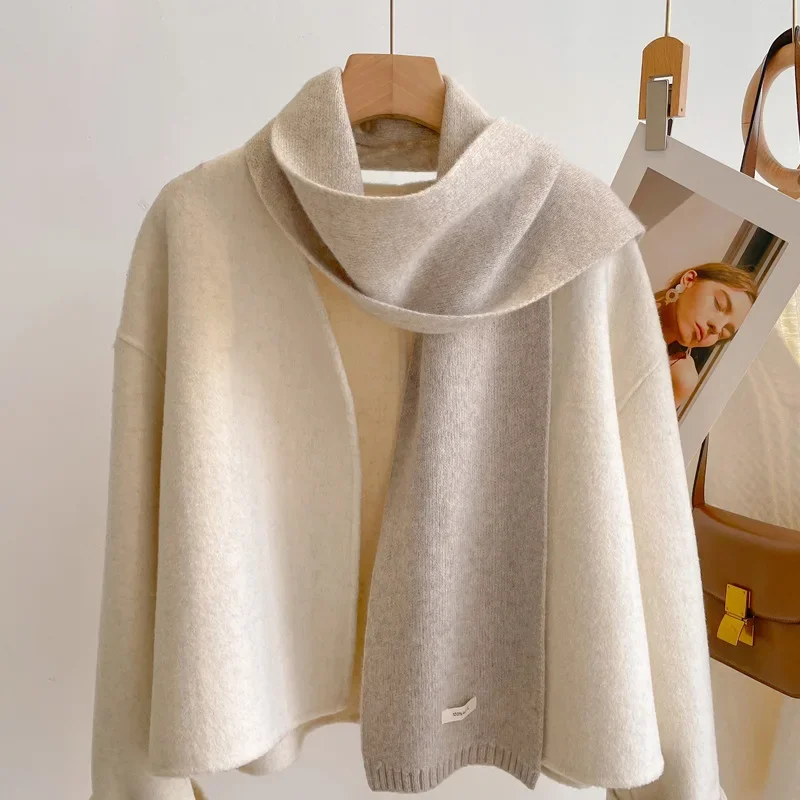 Wool Scarf Men Women Winter Autumn Solid Color Couple Muffler Simple Warm Versatile Knitted Scarf Male Female wool scarf