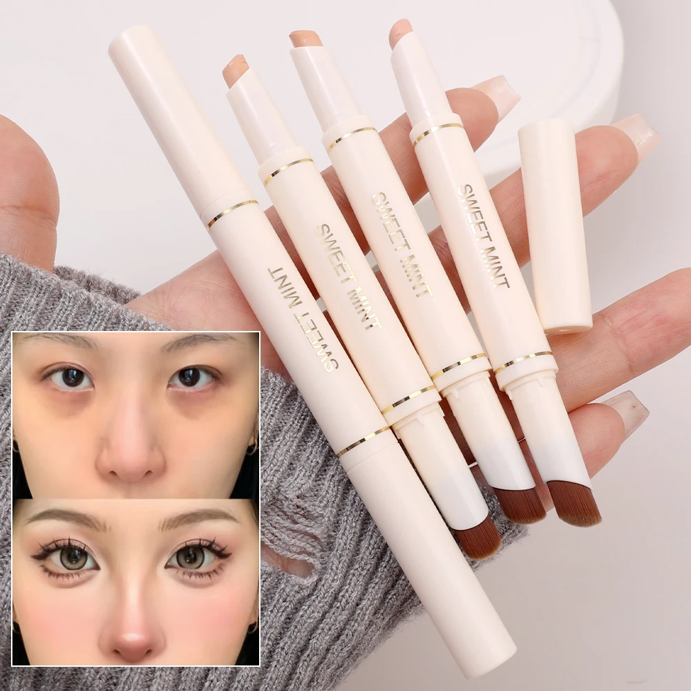 Soft Double Head Concealer Pen with Blush Head Lasting Cover Dark Circles Acne Mark Waterproof Shadow Contouring Pencil Cosmetic 4
