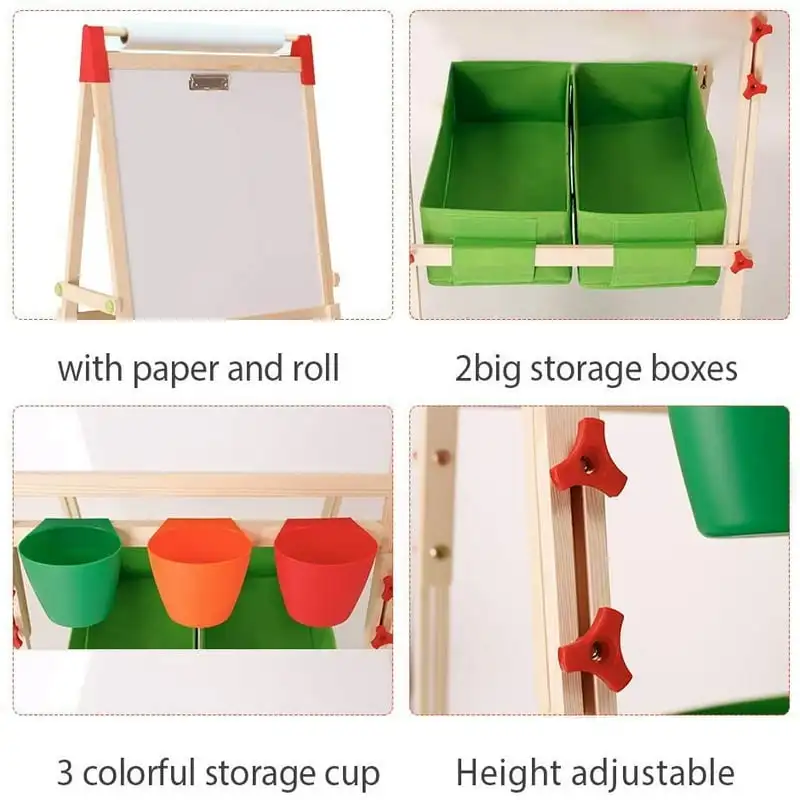 BABY 3-in-1 Kids Art Easel with Dry-Erase Board, Chalkboard, Paper Roll and  Art Supply Storage- Green - AliExpress