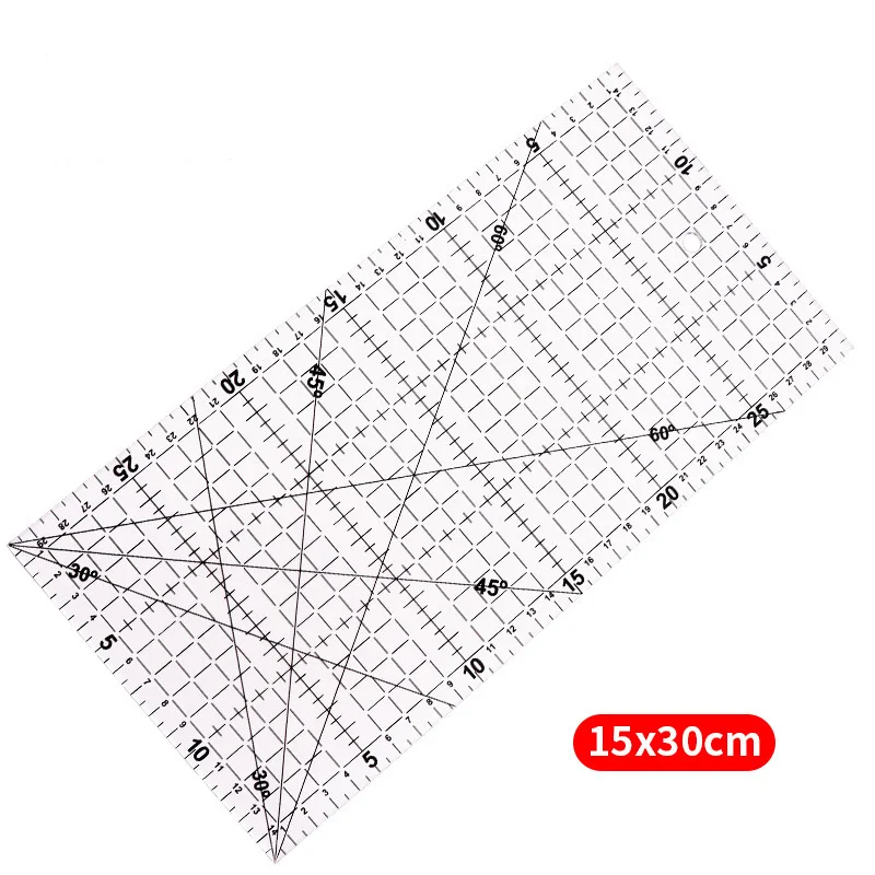 30 * 15 cm Patchwork Ruler Quilting Tools Acrylic Transparent Ruler Scale Manual fabric DIY manual sewing template ruler 4 sewing ruler small quilting ruler garment ruler sewing measuring tools 3mm thickness kpr4005