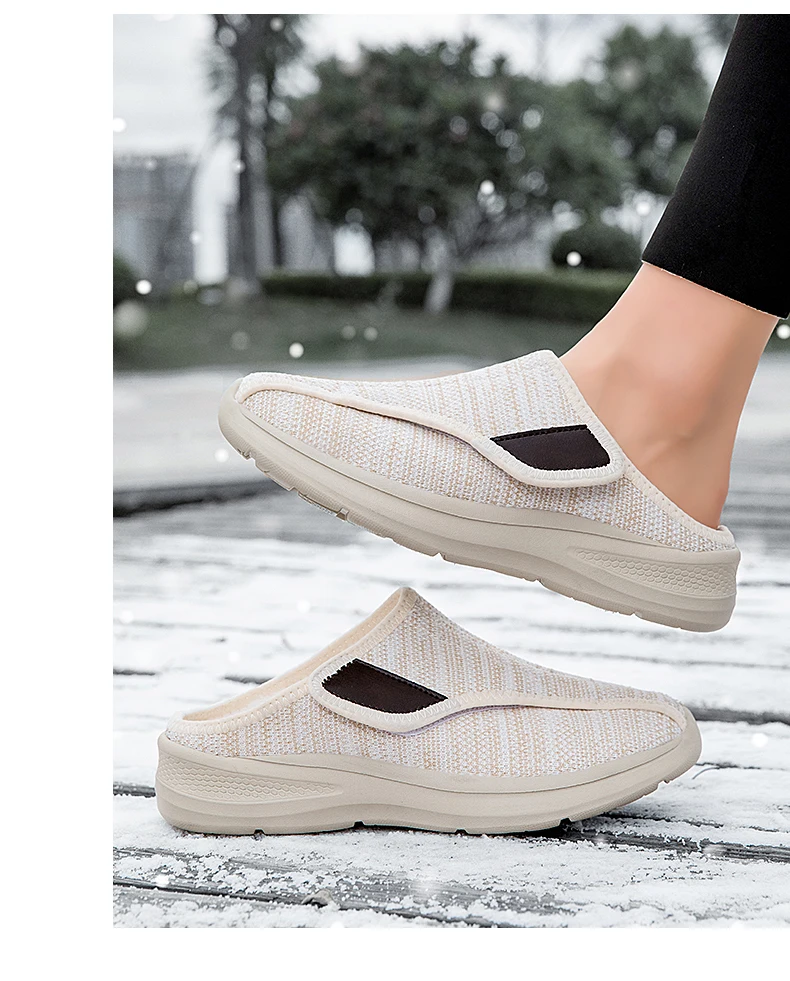Frauen Winter Hausschuhe Warme Plüsch Breite Füße Geschwollene Indoor Hause Hausschuhe Damen Daumen Eversion Anpassung Diabetiker Schuhe Große Größe – Detail 20