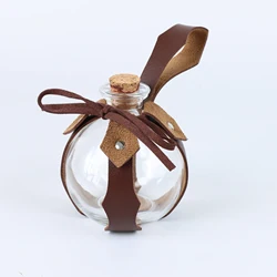 Renaissance Witch Magic Potion Glass Bottle with Cork Stopper for Halloween and Cosplay (With glass bottle)