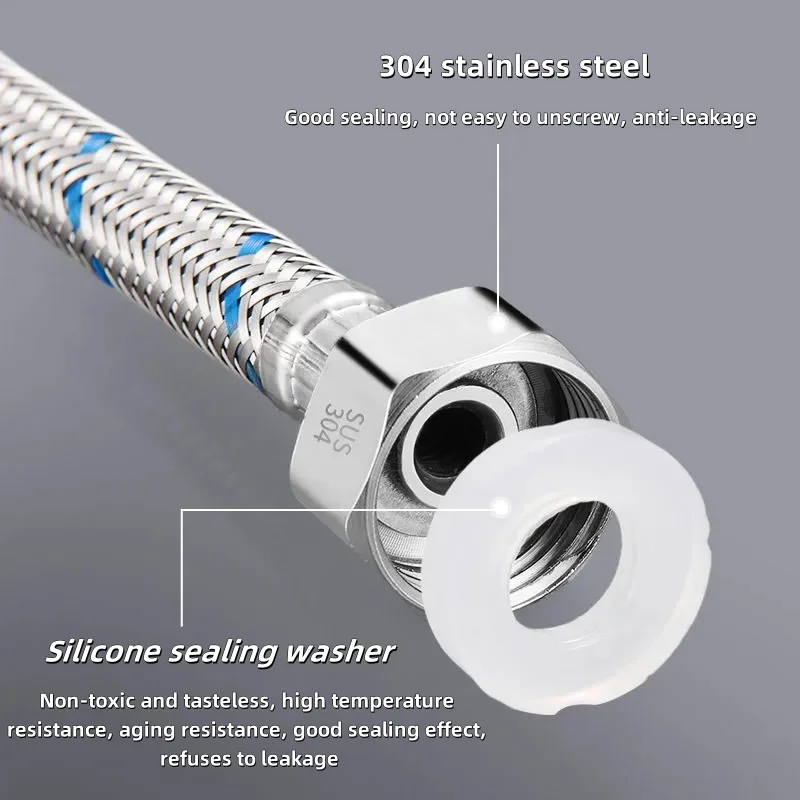 304 Stainless Steel Woven Single Head Cold and Hot Water Inlet Pipe Kitchen Pull Basin Faucet Water Plumbing Hoses