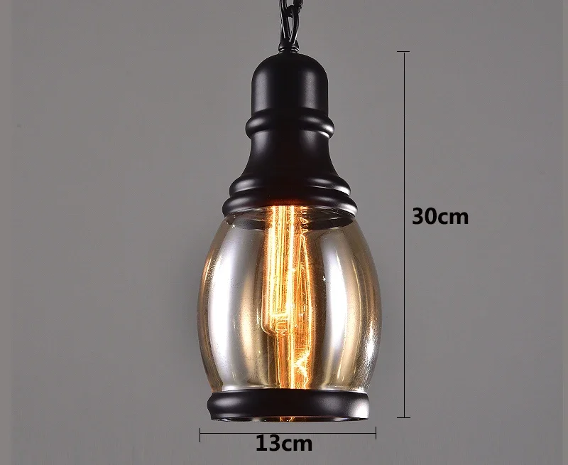 Description Picture 6 of itemVintage Amber glass wine bottle pendant light Industrial style LED E27 Bulb Iron  lamp for bar restaurant Coffee shop