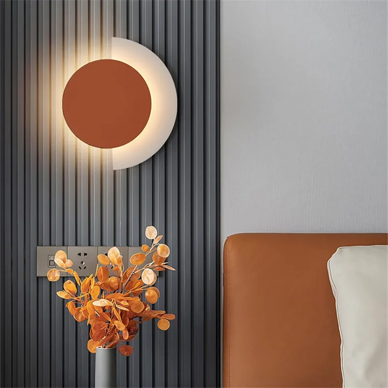 Nordic circle wall light sofa background decoration coloured lamp designer living room bedside lamp corridor wall lighting 2