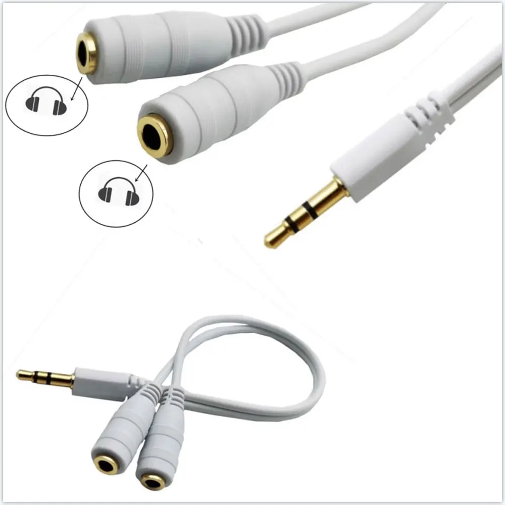 High-Fidelity Audio Headphone Splitter - Dual Female Ports with 3.5mm Extension Cable