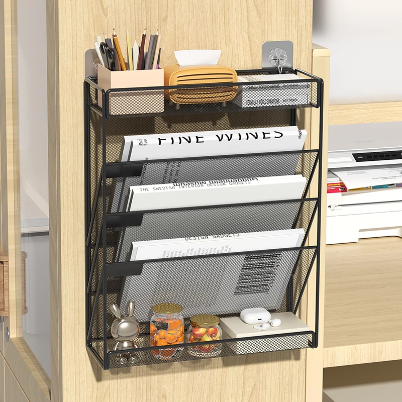 5-Tier Mesh Desk File Organizer and Wall-Mount Document Holder