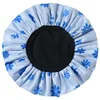 Shower Cap Terry Cloth Lined EVA Exterior Reusable Triple Layer Waterproof Large Bath Hair Cap for All Hair Hotel Travel 3
