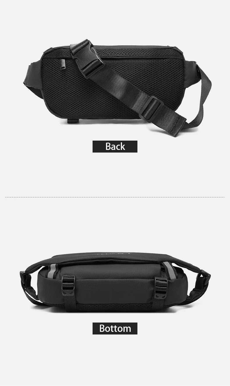 TINYAT 2024 Design Schwarz Wasserdichte Männliche Gürteltasche Hüfttasche für Männer Motorradtasche Herren Brusttasche zum Angeln Sport Laufen – Detail 12