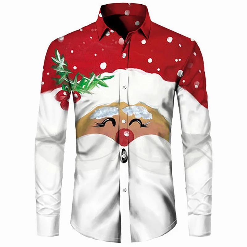 

3D рождественские подарки, дневные рубашки с длинным рукавом, блузки для мужчин и детей, забавная гавайская рубашка, унисекс, Y2k, одежда в стиле Харадзюку