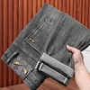 2024 spring and summer new high-end affordable luxury fashion jeans men's stretch denim slim fit tapered casual trousers 4