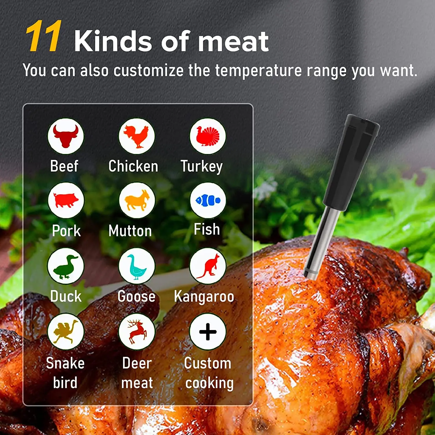 Smart Wireless Meat Thermometer with 4 Probes, Wireless Range Meat  Thermometers for Grilling and Smoking, Food Cooking Ther - AliExpress