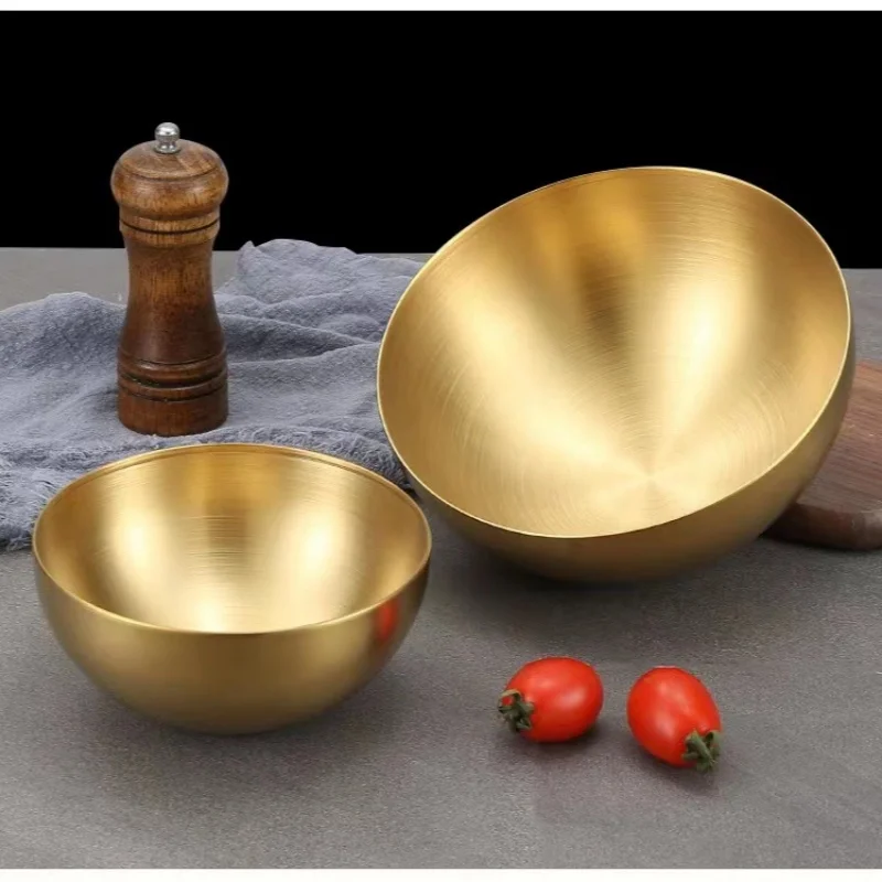 Gold Stainless Steel Bowl for Salad Rice Noodle Soup