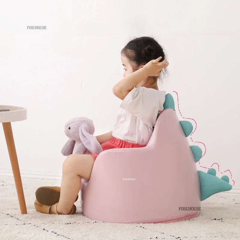 Cute Cartoon PU Back Children's Armchair Lazy Children's Sofa Kindergarten Reading Corner Learning Stool for Children Furniture