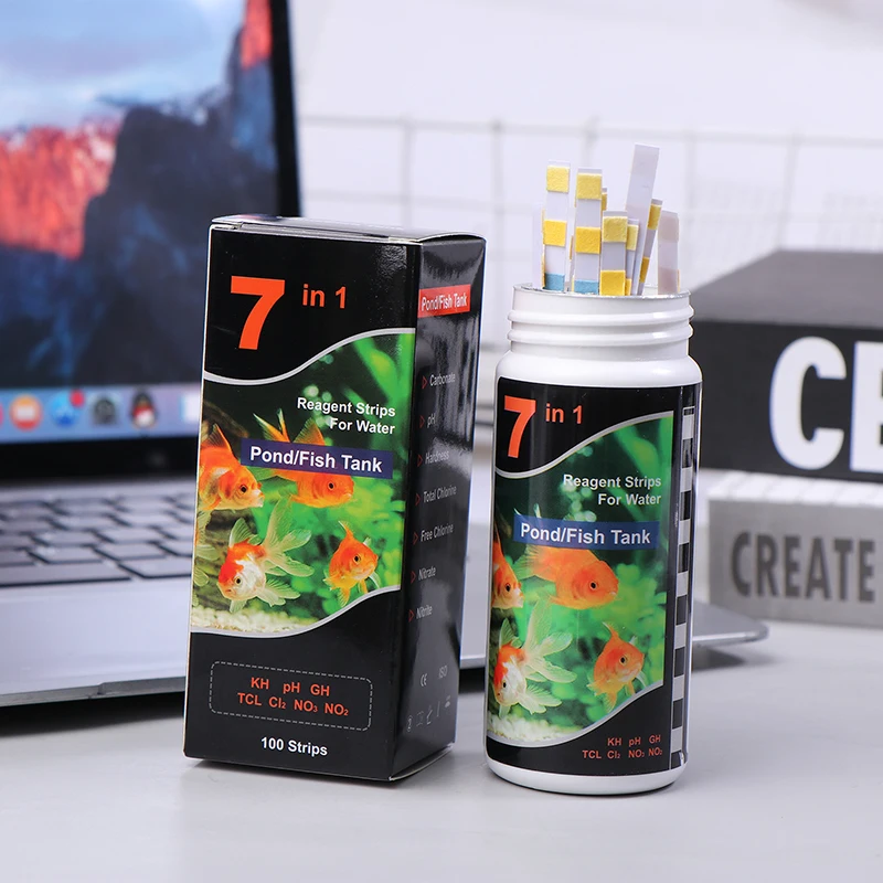 7 In 1 Aquarium Test Strips Fish Test Set Aquarium Water Hardness Strips Emergency Home Easy Testing 50/100Pcs aquarium test strips aquarium water quality testing agent
