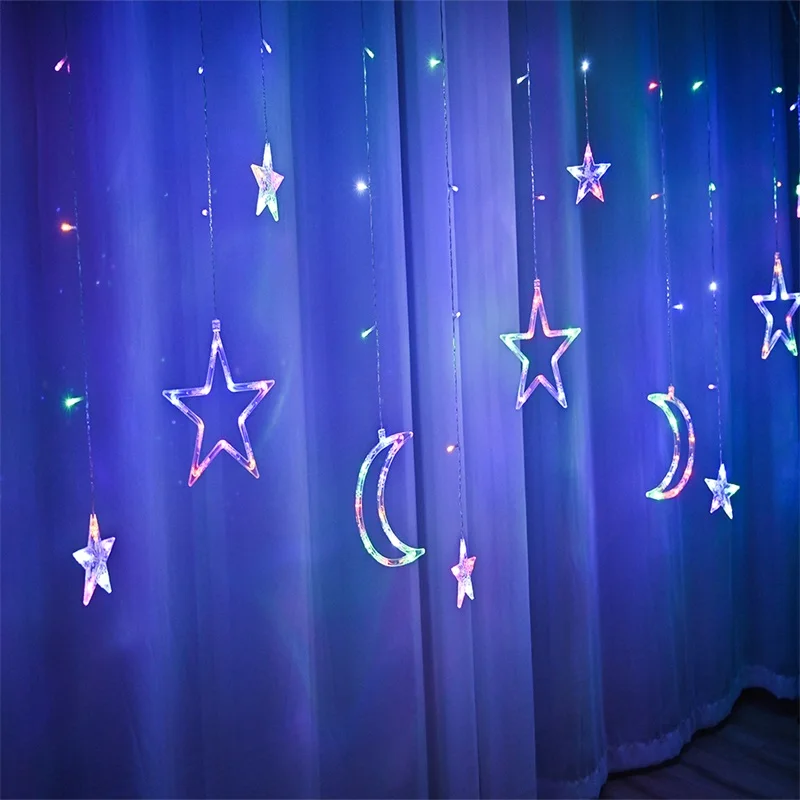 Estrela da Lua Sala de Fadas Decoração do Casamento Conduziu a Lâmpada String Cortina Decorar Noite Lâmpada Festa Iluminação Fest Lanterna Estrela Luz Natal 8 Computers & Electronics
