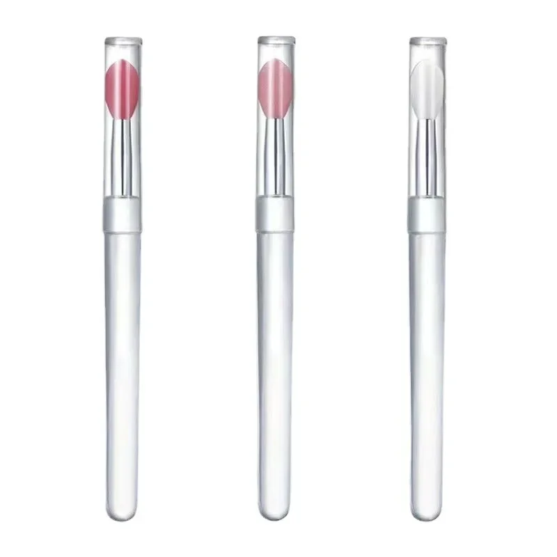 1/3 Pcs Crystal Silicone Lip Brush with Cover Soft Professional Lip Mask Balm Vaseline Smudge Lipstick Eyeshadow Applicator 6