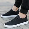 Men's Canvas Shoes Summer Breathable Lightweight Korean Style Shallow Mouth Loafers Non-slip Casual Lace Up Walking Sneakers 3