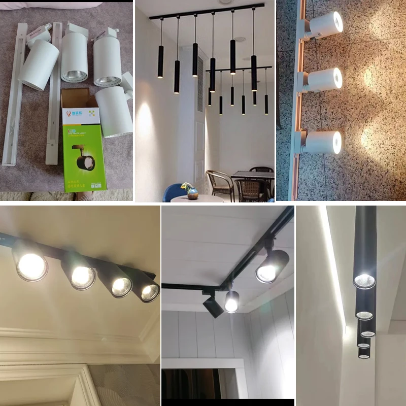 Spot Led Track Light 220V Ceiling Light COB Spotlight Rail Lamp Fixture for Living Room Clothing Store Full Set Track Lighting 3