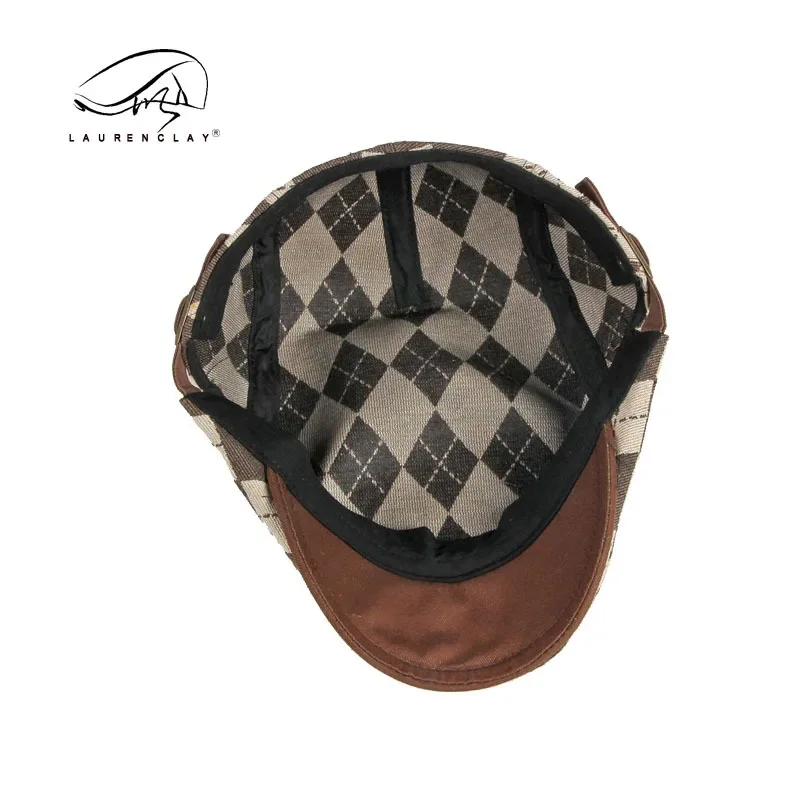 Men Beret Cotton Buckle Adjustable Newsboy Hats Cabbie Gatsby Cap Flat Driving Caps Kpop Plaid Vintage Style