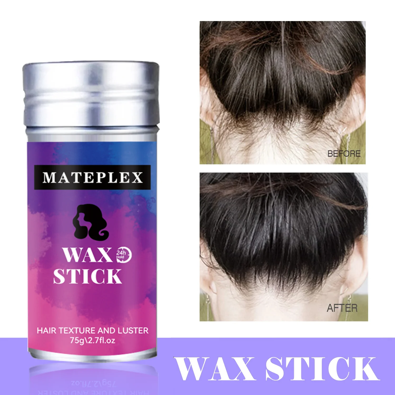 

Hair Wax Stick for Wigs Non-greasy Broken Hair Finishing Cream Strong Hold Styling Wax for Fly Away All Hair Types Men Women