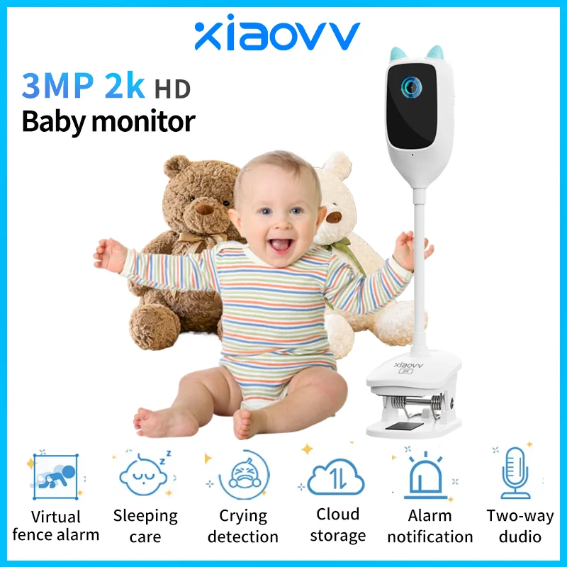 4MP WiFi indoor high-definition crying detection Video baby monitor full-color night vision 360 degree rotating network camera 1