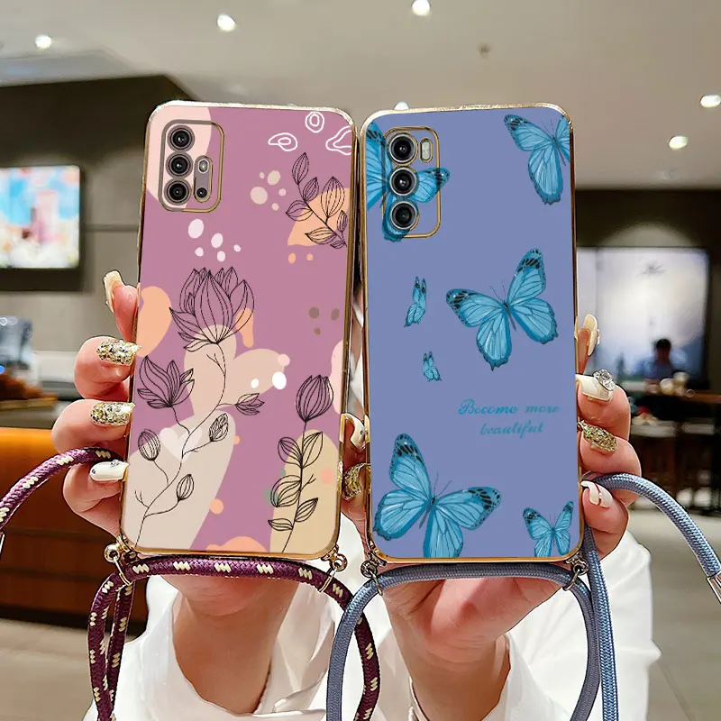 Botanical Design Diagonal Lanyard Phone Case Cover