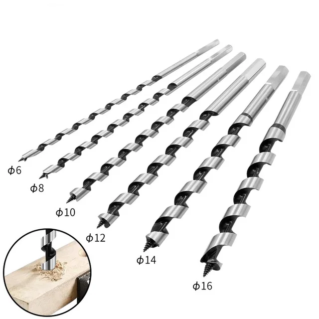 Forets hélicoïdaux HSS 230mm 6/8/10/12/14/16mm foret central en acier métallique pour serrure de porte en bois alésage outils de travail du bois 1