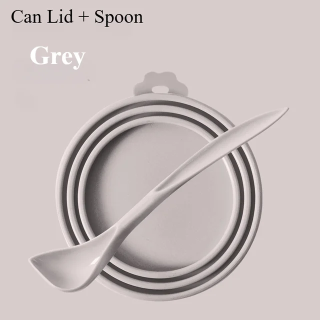 Pet Can Lid Fresh Silicone Cat and Dog Can Seal Lid Universal Adjustable Seal Lid + Spoon Food Storage Tool 5