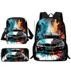 Pcs Set Luxury sports car logo Backpacks Shoulder Bag Pencil Case Pupil Large Capacity School Bags for Boys Girls Best Gift