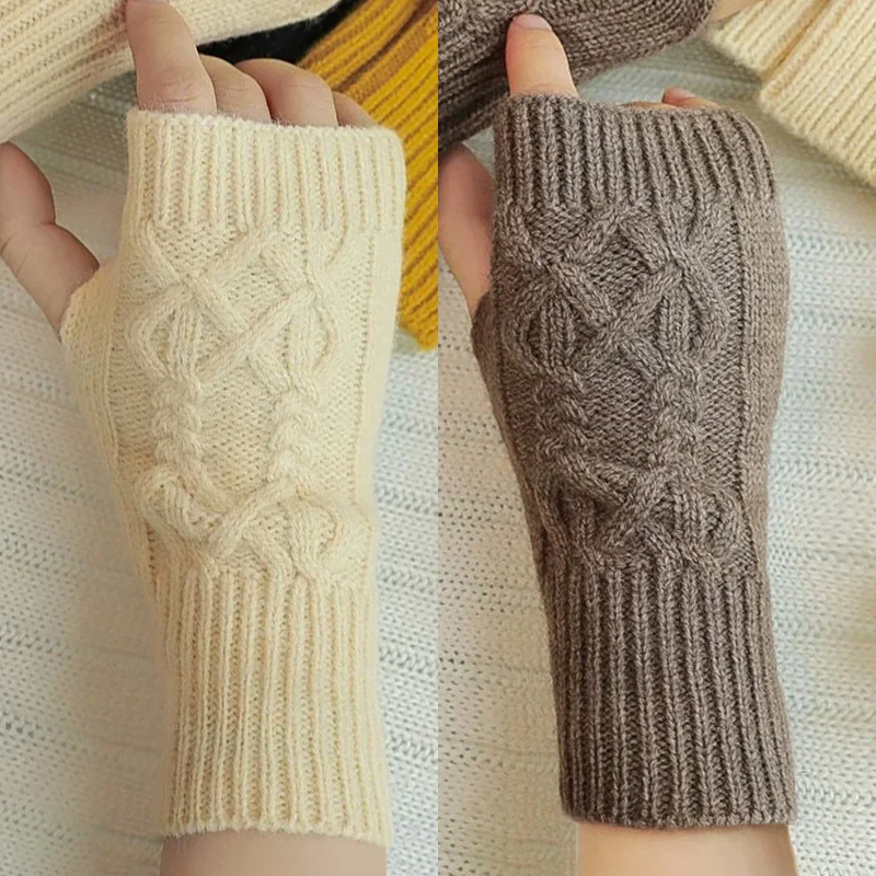 

Y2K Women Long Fingerless Gloves Winter Mitten Knitted Warmer Arm Sleeve Warm Punk Soft Fingerless Unisex Gloves for Women