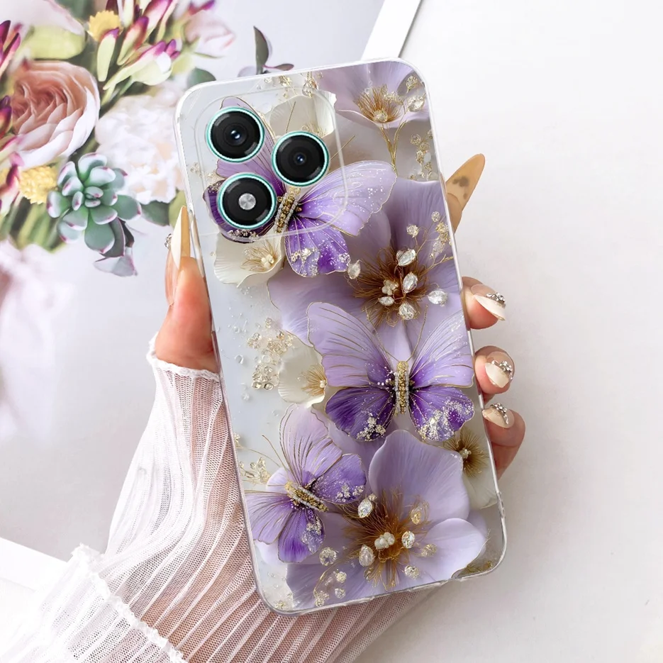 Stylish Clover Lotus Painted Soft Silicone Case
