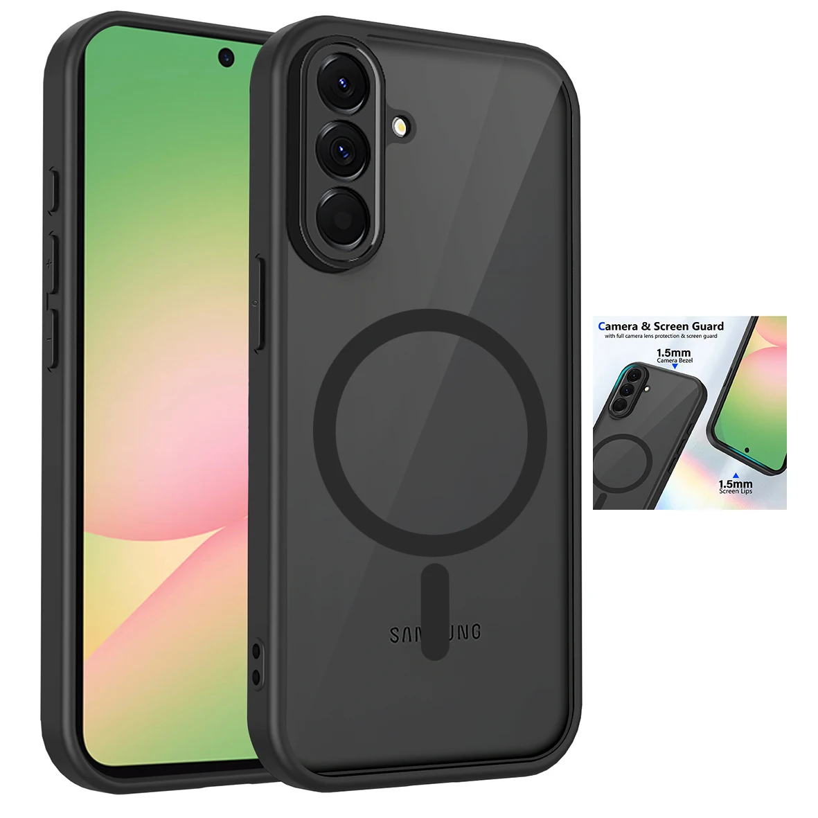 Transparent Black Frosted Magnetic Wireless Charging Phone Case