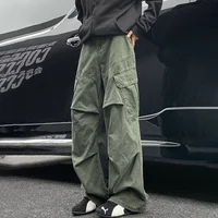 Autumn Big Pocket Men's Cargo Pants Japanese Y2k Harajuku Loose Straight Wide Leg Trousers Baggy Pants Man Hip Hop Sweatpants