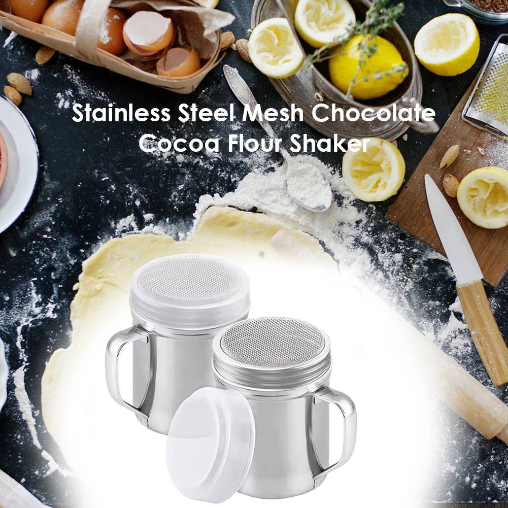Steel Chocolate Sugar Shaker Cocoa Flour Coffee Sifter With Handle Coffee Stencils Template Strew Pad Duster Spray Cafe Accessor