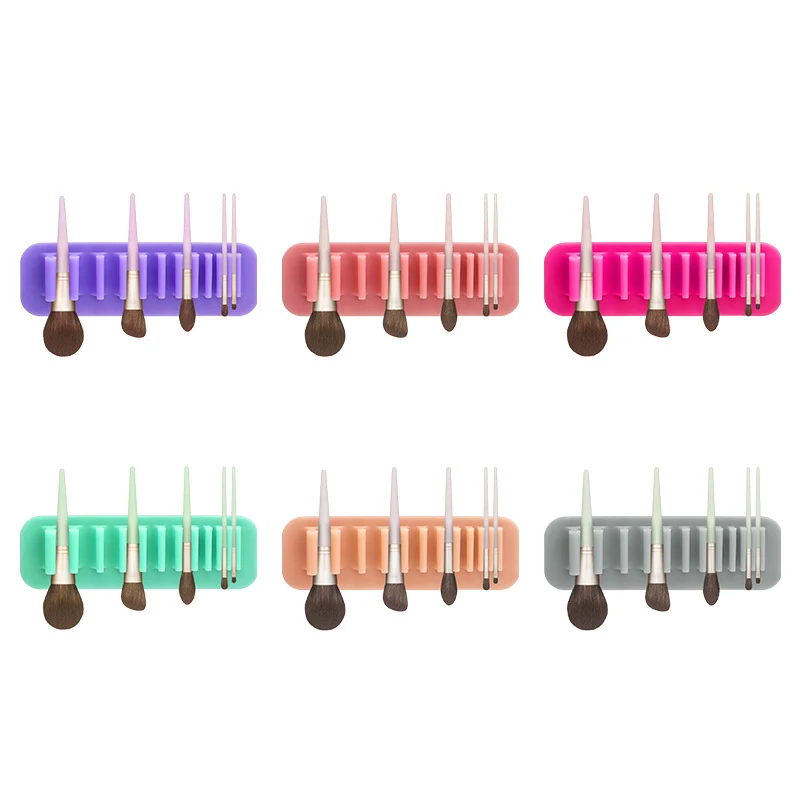 Silicone Wall Mount Makeup Brush Holder Storage Stand Hanger Case Organizer Thin Paint Brush Drying Art Rack Suction Cup 5