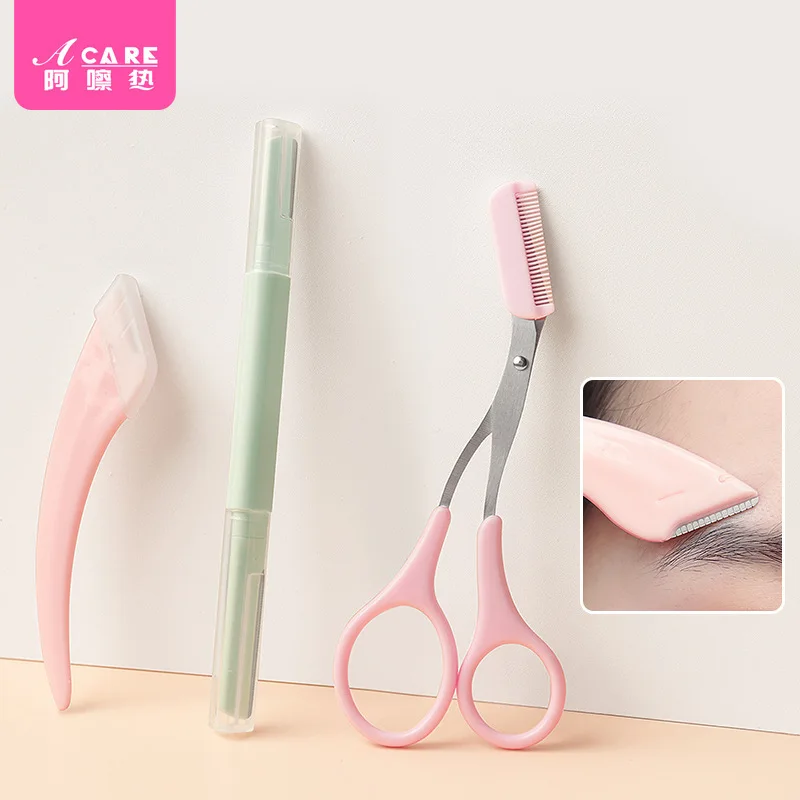 DX01 Eyebrow knife D1PQ0 Double-Headed Eyebrow Scraping Trimming Brow Groomer Knife Beginner Eyebrow