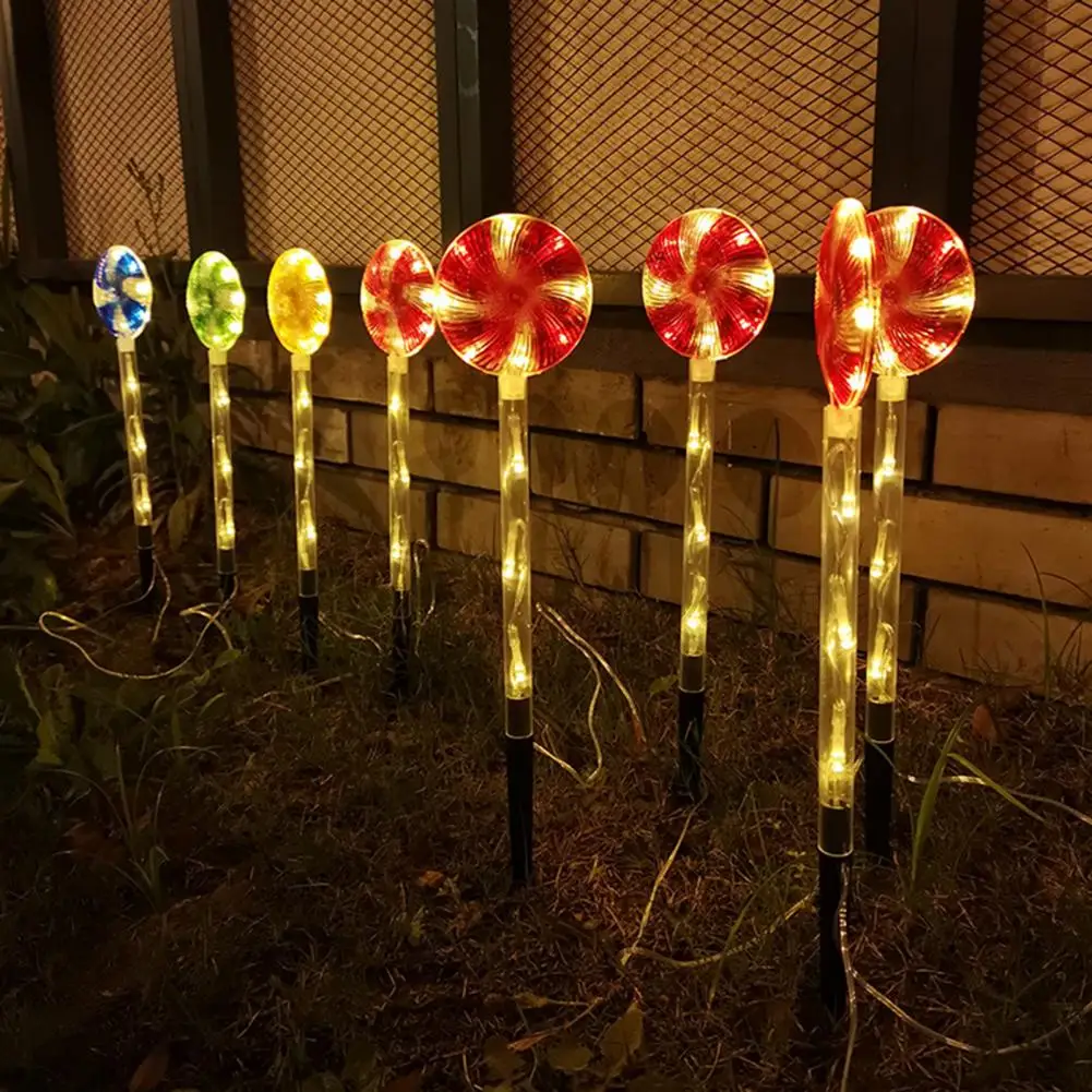 Outdoor Christmas Decorations Festive Path Lights Festive Outdoor Led Lollipop Decoration for Lawn Garden Create with Christmas large art flowerpot with iron frame set plant potted decoration floor to ceiling flower decorations balcony courtyard