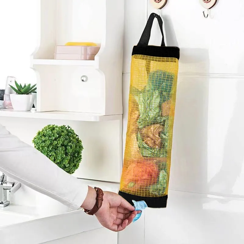 Hause Lebensmittel Tasche Halter Wand Halterung Kunststoff Tasche Halter Spender Hängende Lagerung Müll Müll Tasche Küche Müll Organizer – Detail 3