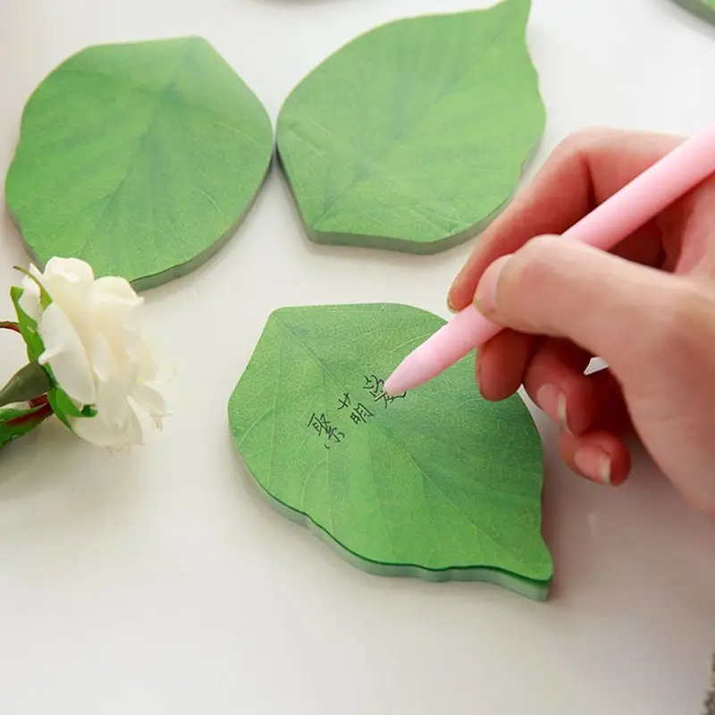 

Leaf Shaped Decorative Iron Sheet Sticky Notes Self-adhesive Message Memo Pad Scrapbook Stationery favor Memo Pads
