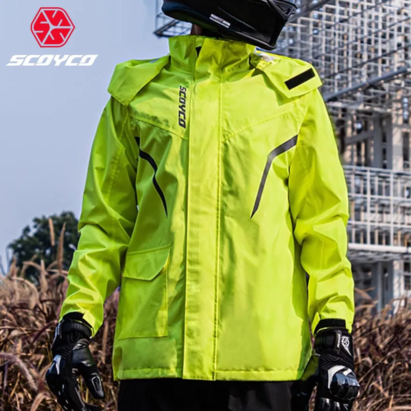 

Комплект мотоциклетного дождевика SCOYCO с разрезом, непромокаемая мотоциклетная куртка, мужской светоотражающий дышащий дождевик для мотокросса