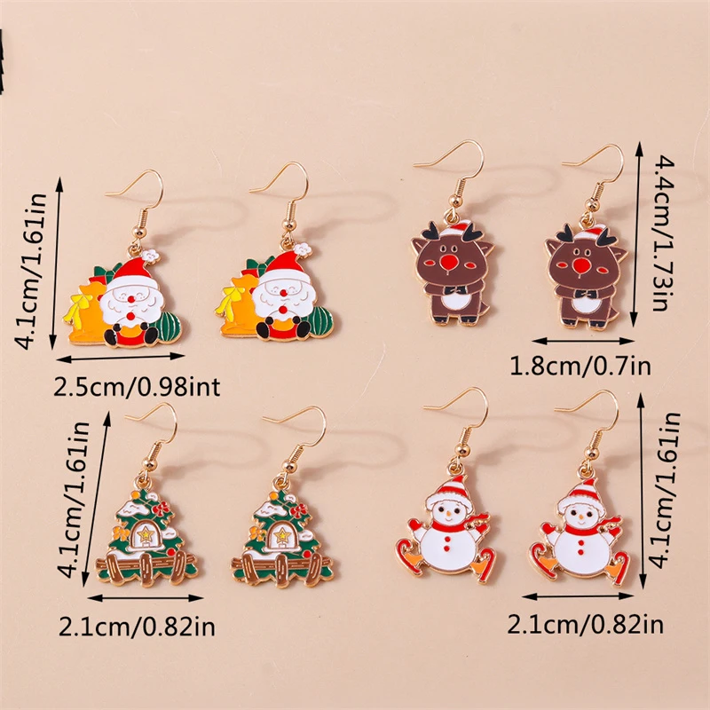 Leslie Neue Weihnachtsohrringe Weihnachtsbaum Weihnachtsmann Hirsch Glocke Schneemann Ohrringe Frohes Neues Jahr Schmuck Geschenke – Detail 30