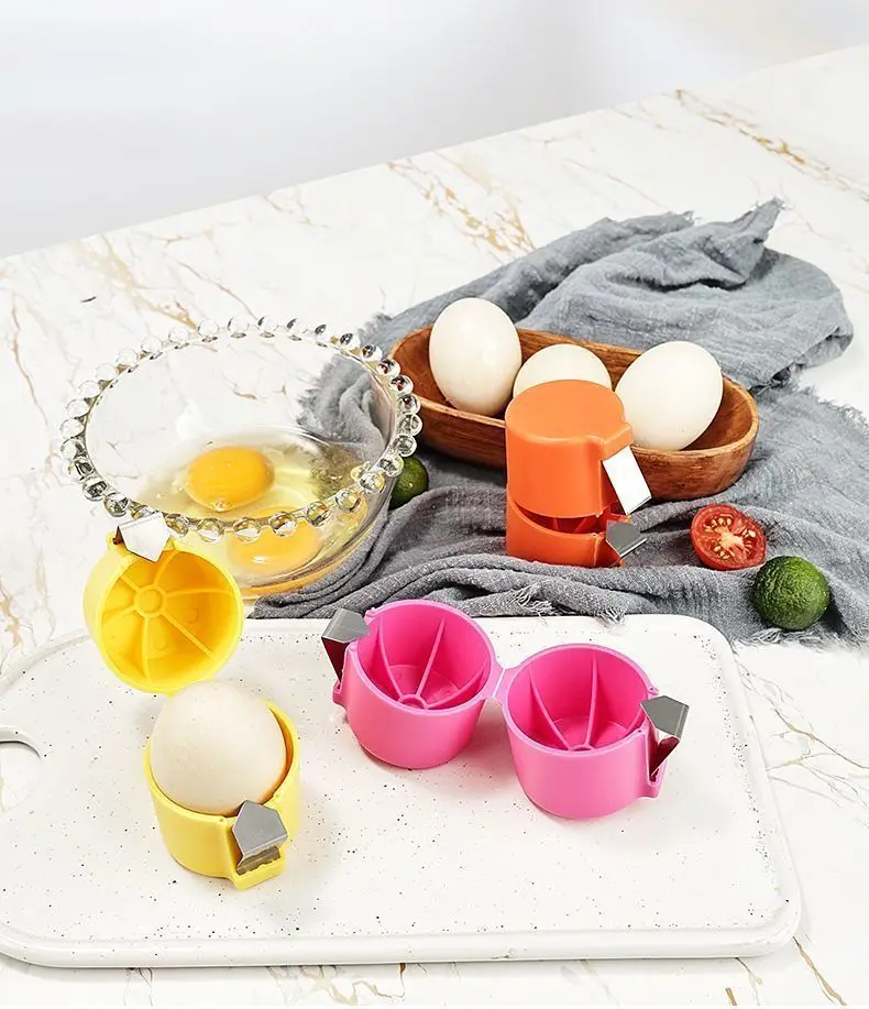 Eggshell Separator Egg Separator Egg Shell Opener Egg Beater 1Piece Eggshell Opener Beater Egg Shell Separator Portable Egg Cracking Artifact Separator Orange Household Kitchen Baking Tools