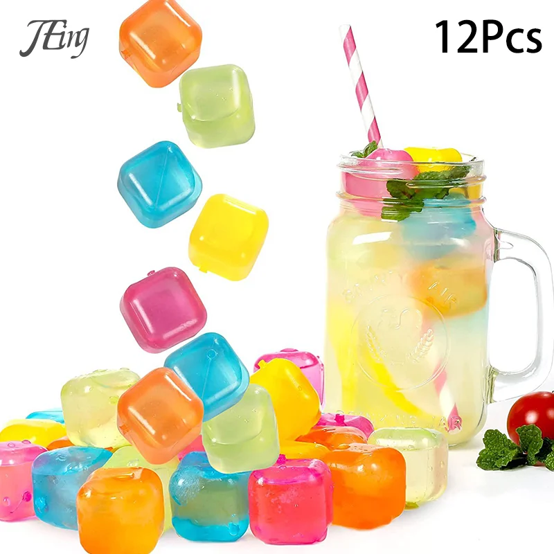 12Pcs/Set Whisky Reusable Ice Cube The Summer Wear-resistant Rocks Whiskey Cubes Plastic Accessories