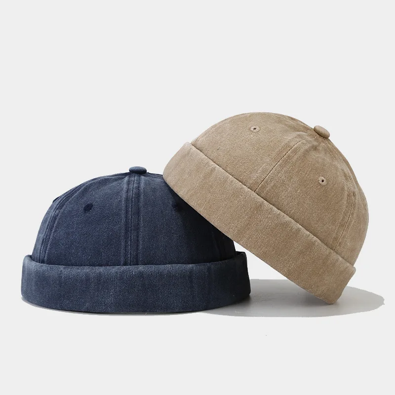 Washed Docker Beanie Brimless Cap Hat Without Visor Solid Color Retro Vintage Street Style Spring Autumn Outdoor embroidered beanies knitted beanie cotton beanie skullies beanies fashion beanies