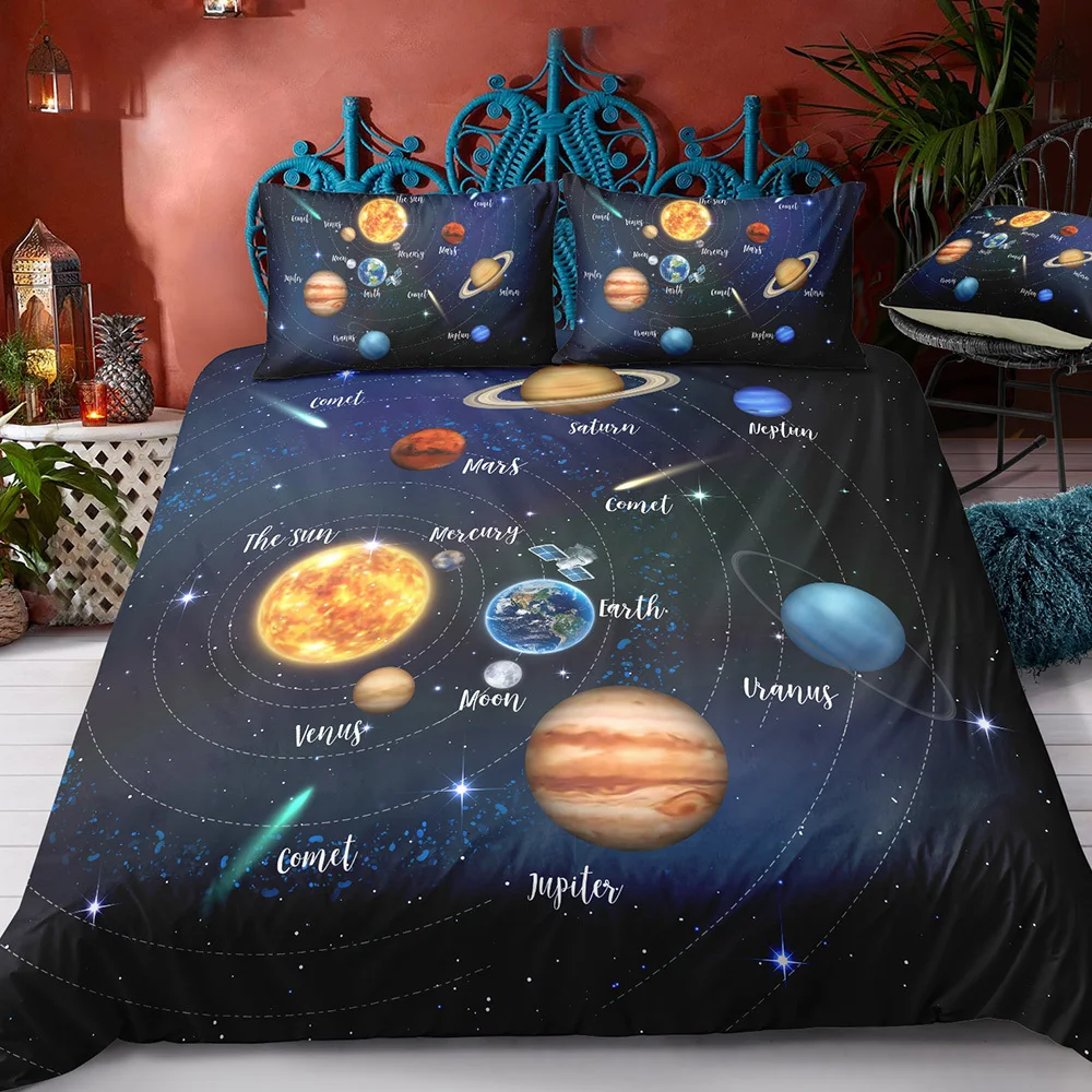 

Galaxy Universe Space Stars Comforter Bedding Set Quilt Cover 3Pcs King Full Size Duvet Cover Bedding Linen Bedspread 240x220